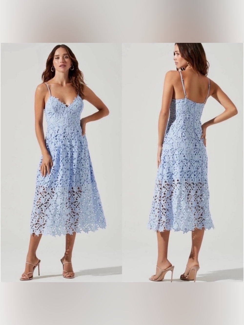 ASTR the Label Lace A-Line Midi Dress Periwinkle Light Blue Size L